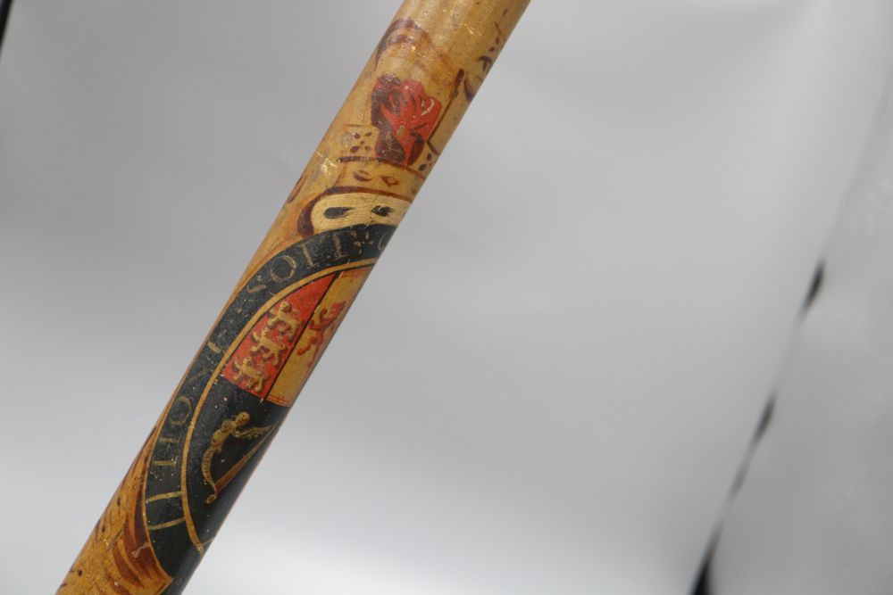 A Victorian painted wood Special Constable truncheon, for St Mary at Lambeth, overall length 54cm